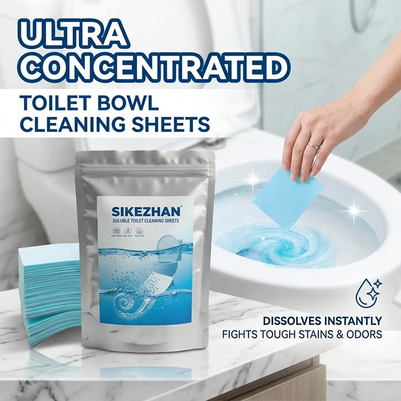 Eco-Friendly Soluble Toilet Cleaning Sheets Portable Bathroom Descaler and Odor Neutralizer Deep Clean Tablets SIKEZHAN
