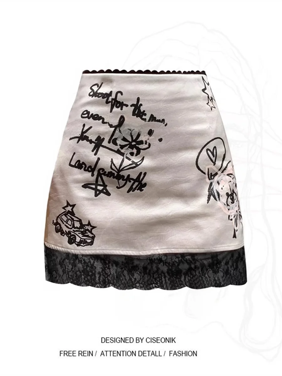 

plus Size Women's Satin A-Line Skirt High Waist Lace Trim Slimming Bodycon ort Skirt Korean Sle Commute Faion