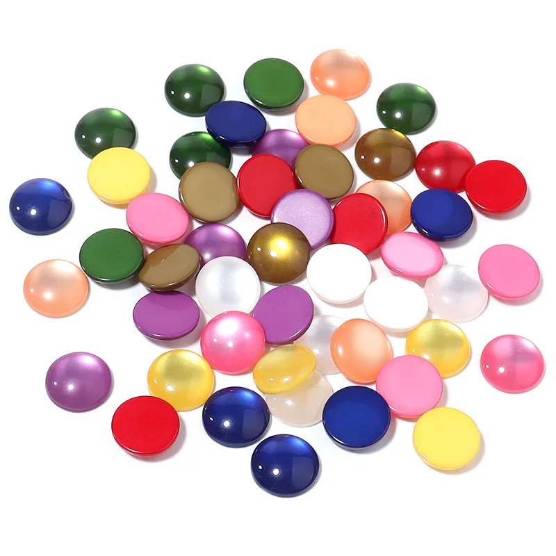 50 sztuk/partia 10 12mm koraliki z żywicy imitacja kocie oko kolorowy pół okrągły kaboszon do wyrobu biżuterii Diy kolczyki pierścionek biżuteria kamea