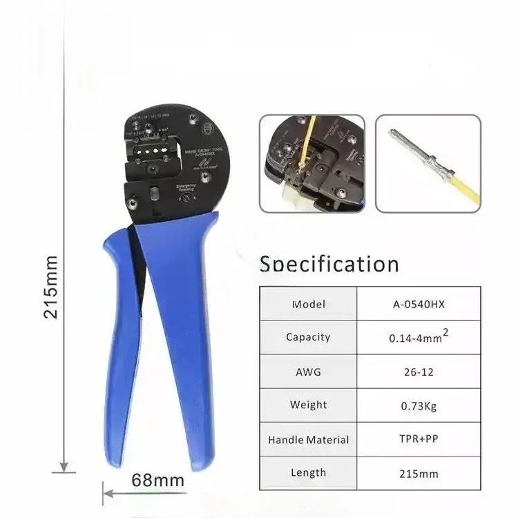 For A0540HX Ratchet Crimping Tool AWG 26‑12, Professional Crimper With Locator for Harting Series Electrical Connectors