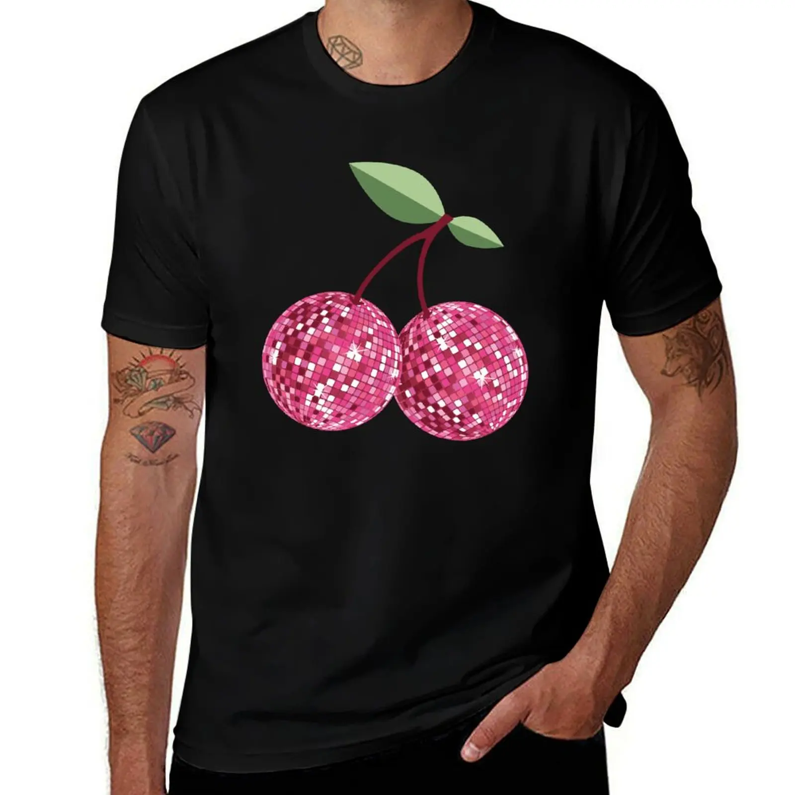 

Pink Cherry Disco Ball T-Shirt man t shirt quick-drying affliction shirts men tshirt