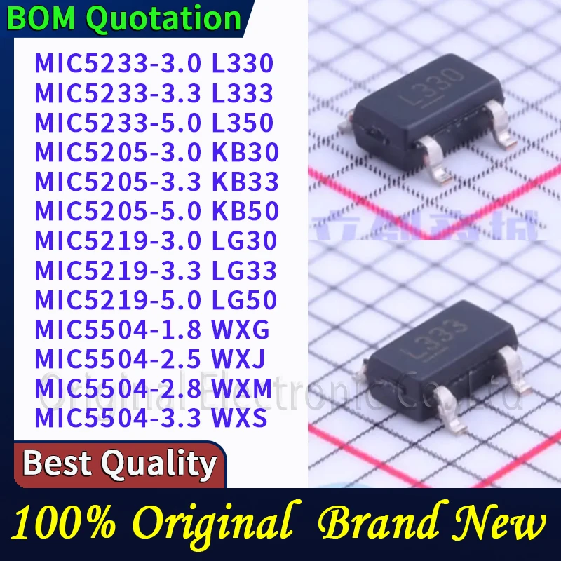 5pcs/lot MIC5233-3.0 L330 MIC5233-3.3 L333 MIC5233-5.0 L350 MIC5205-3.0 KB30 MIC5205-3.3 KB33 MIC5205-5.0 KB50 MIC5219-3.0 LG30