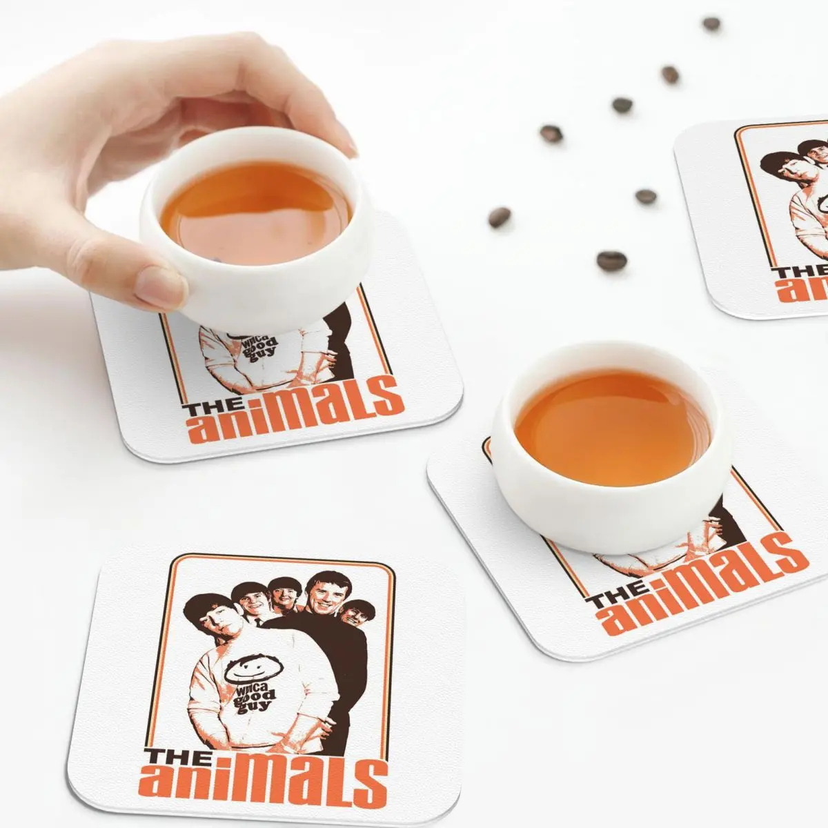 

Подставки для рок-группы The Animals 60S, кожаные салфетки, водонепроницаемые изоляционные кофейные коврики для дома, кухни, обеденные подушечки, набор из 4 шт.