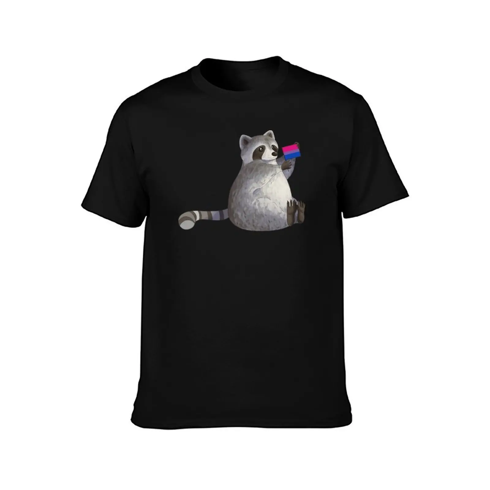 Bisexual Pride Raccoon T-Shirt Anti-Fade Casual Tee Shirt T-Shirt