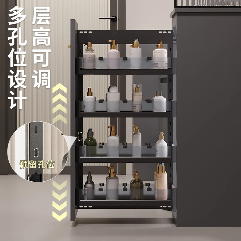 Bathroom half wall pull basket pull drawer side wet and dry separation bathroom cabinet narrow side