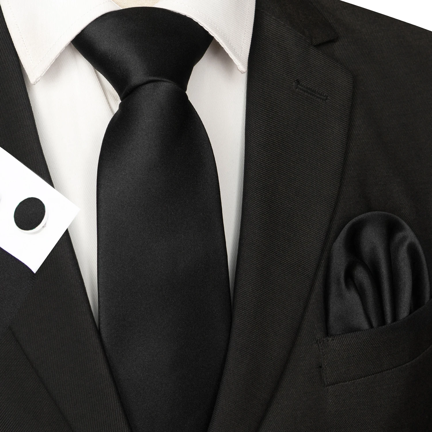 30 verschiedene Farben, solide Polyester-Krawatten für Herren, Einstecktuch, Manschettenknöpfe, Geschenk, Hochzeits- und Party-Accessoires, 8cm Krawatten-Set, kostenloser Versand – Detail 7