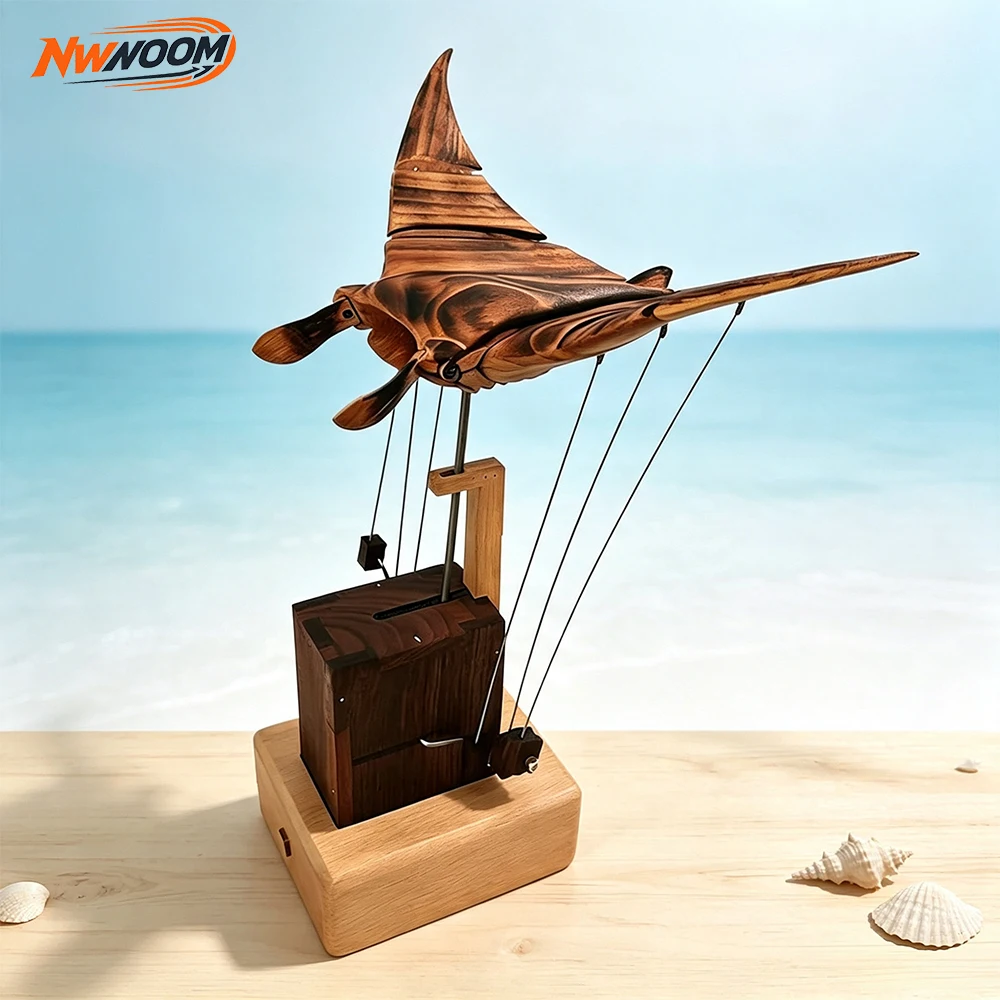 Art Craft New Year - 1Set Wood Manta Ray Automata Mechanical
