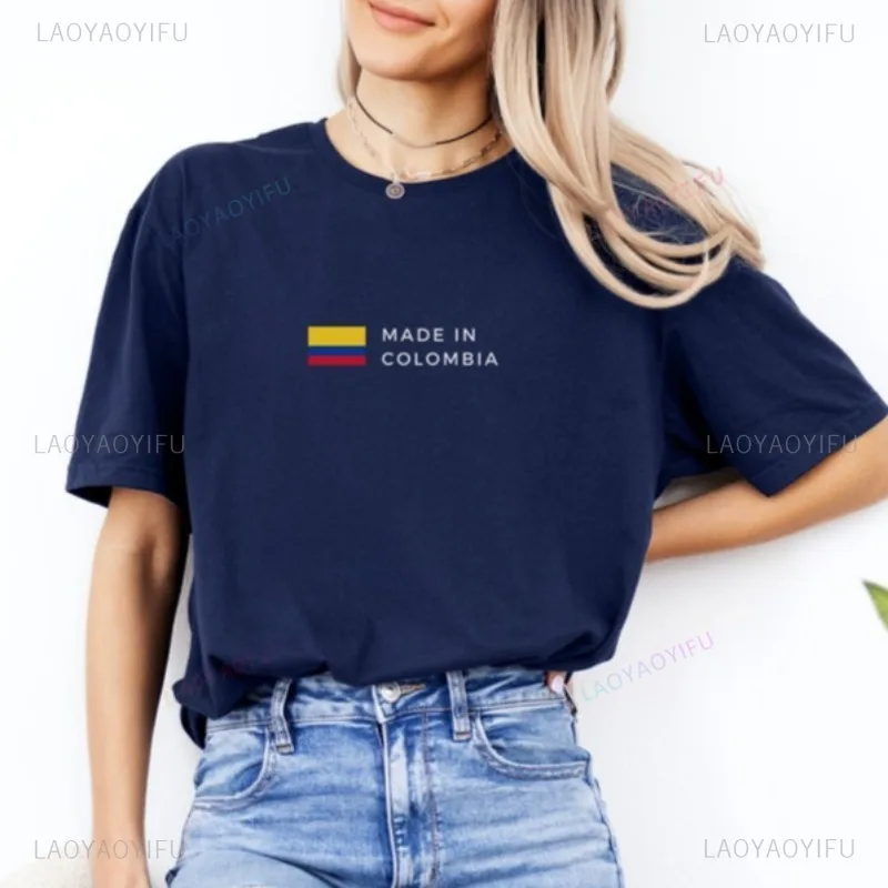 Made in Colombia Graphic T Shirts Fny Colombian Gift Colombia Flag Printing Tee Shirt High Quality Cotton Unisex Tops Camisetas