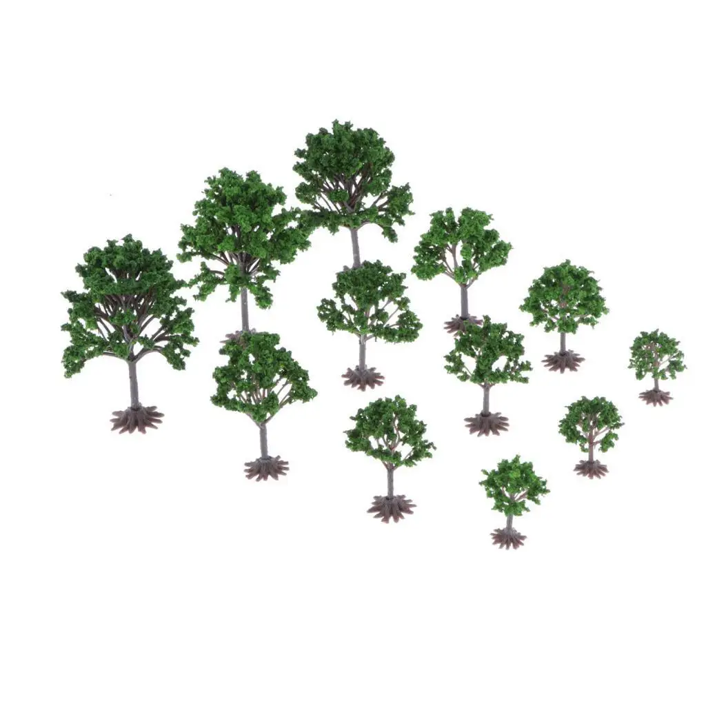 12pcs Model Peach Tree Train Railroad Winter Scenery, N Z TT Diorama Accessories for crafts or Building Models