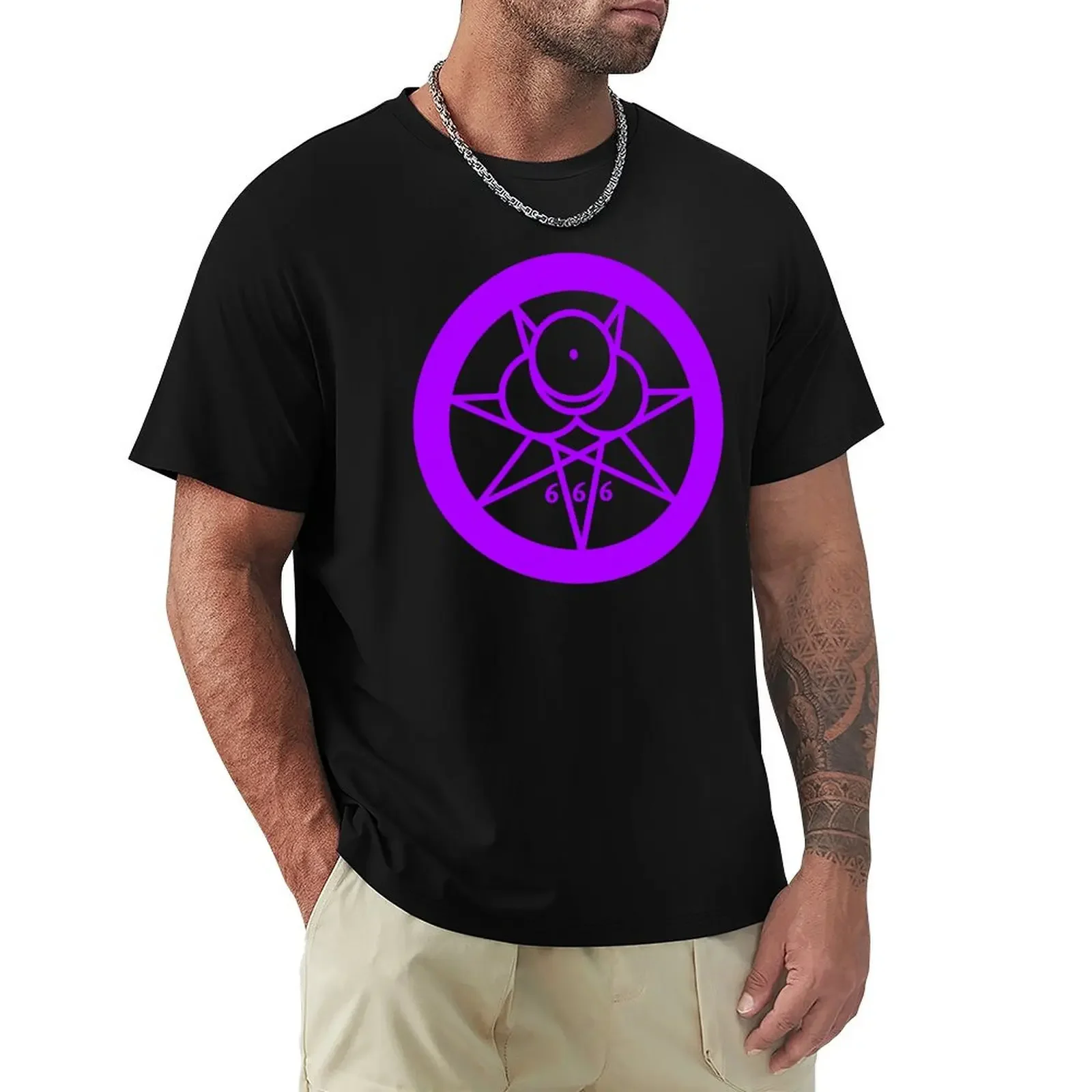 

The Mark Of The Beast 666 - purple T-Shirt heavyweights vintage graphic tee Aesthetic clothing mens t shirt