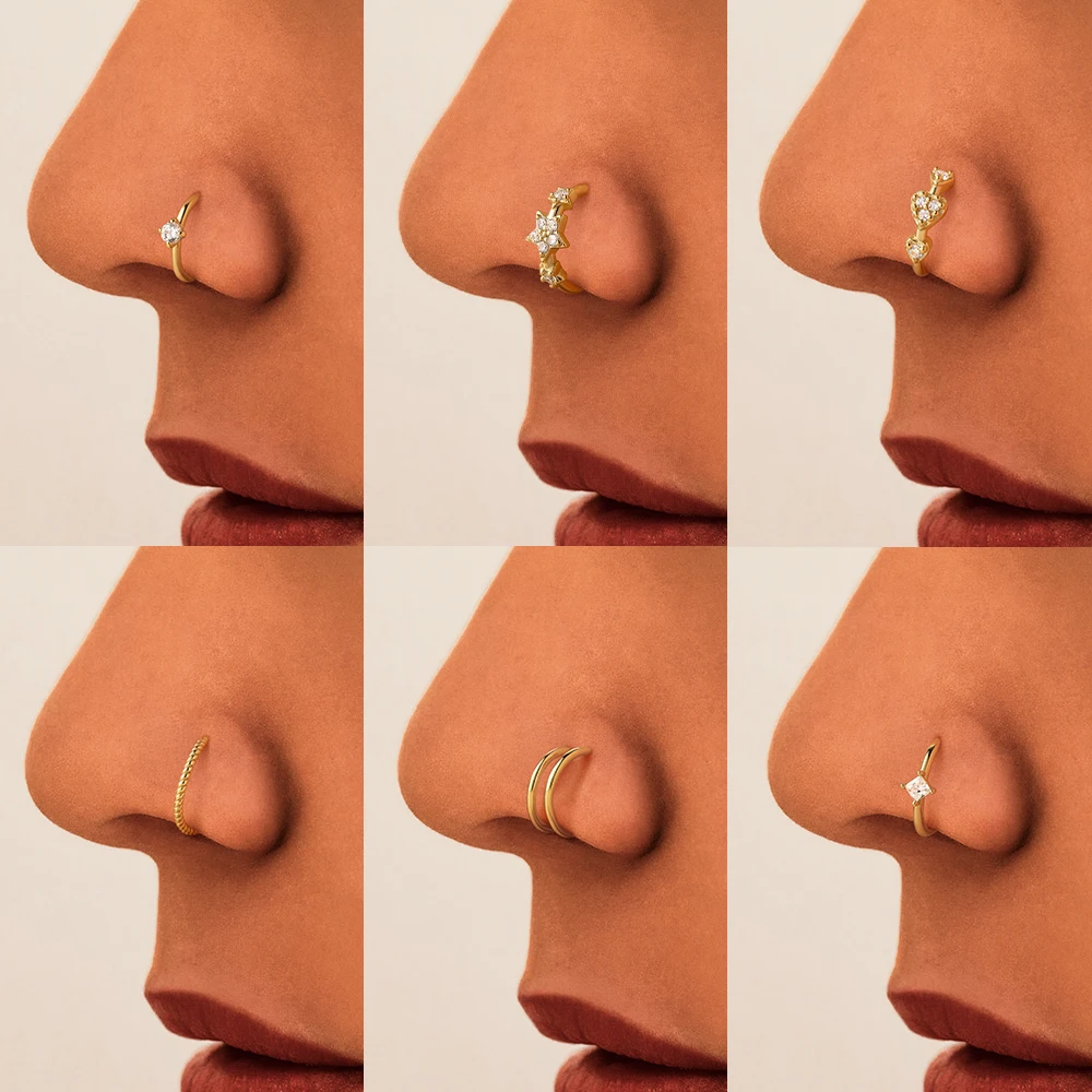 CANNER 925 Sterling Silver Double Rings Cartilage Hoop Earring Piercing Open Stacked Hoop Nose Rings Fine Jewelry Earring Gift