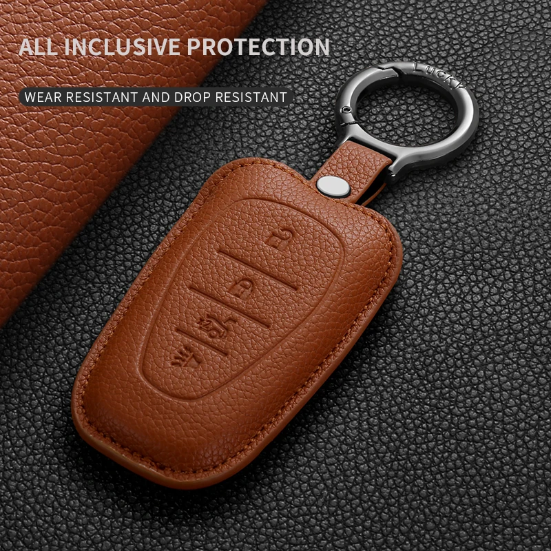 Leather Car Remote Key Case Shell For Chevrolet Chevy Malibu Camaro Cruze Traverse Spark Sonic Volt Bolt Equinox Car Accessories view 6