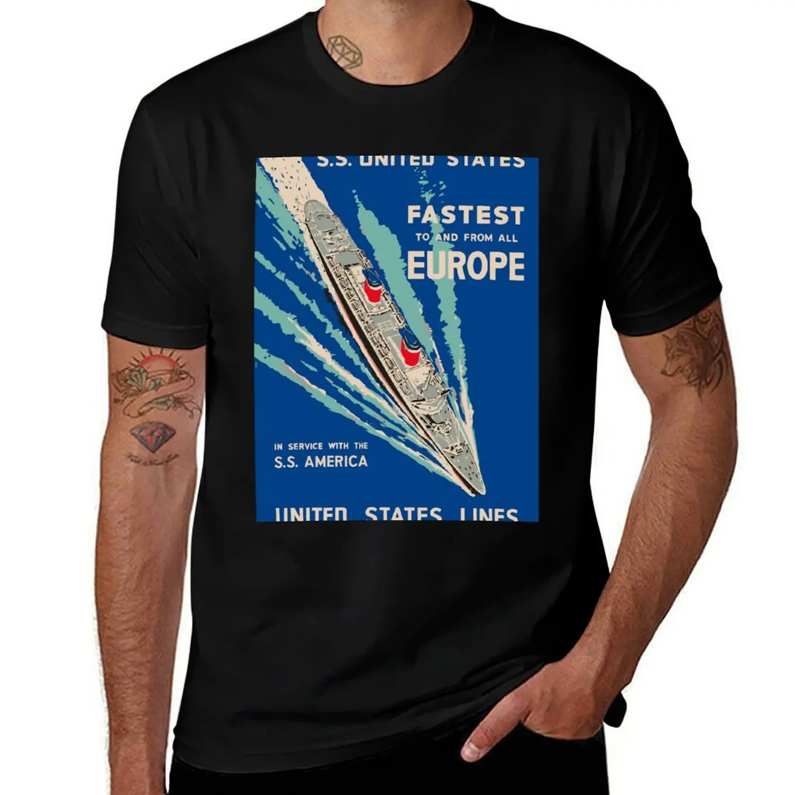 SS United States Vintage Advert T-Shirt Athletic Fit Sports Short Sleeve Top T-Shirt