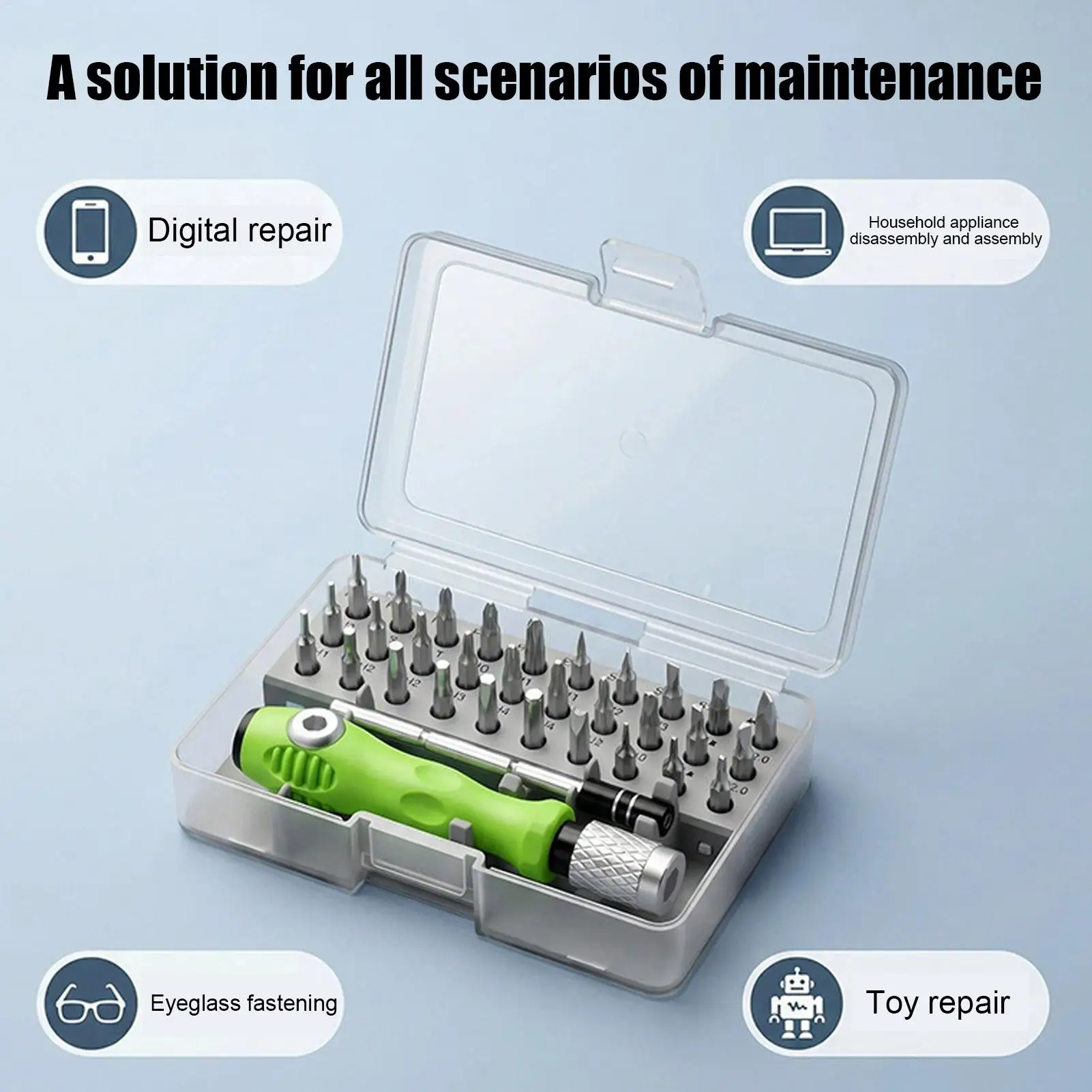 Screwdriver Set 32-in-1 Precision Alloy Steel Repair Gadget with Storage Case Driver Set for Glasses Watch Home Car Electronics