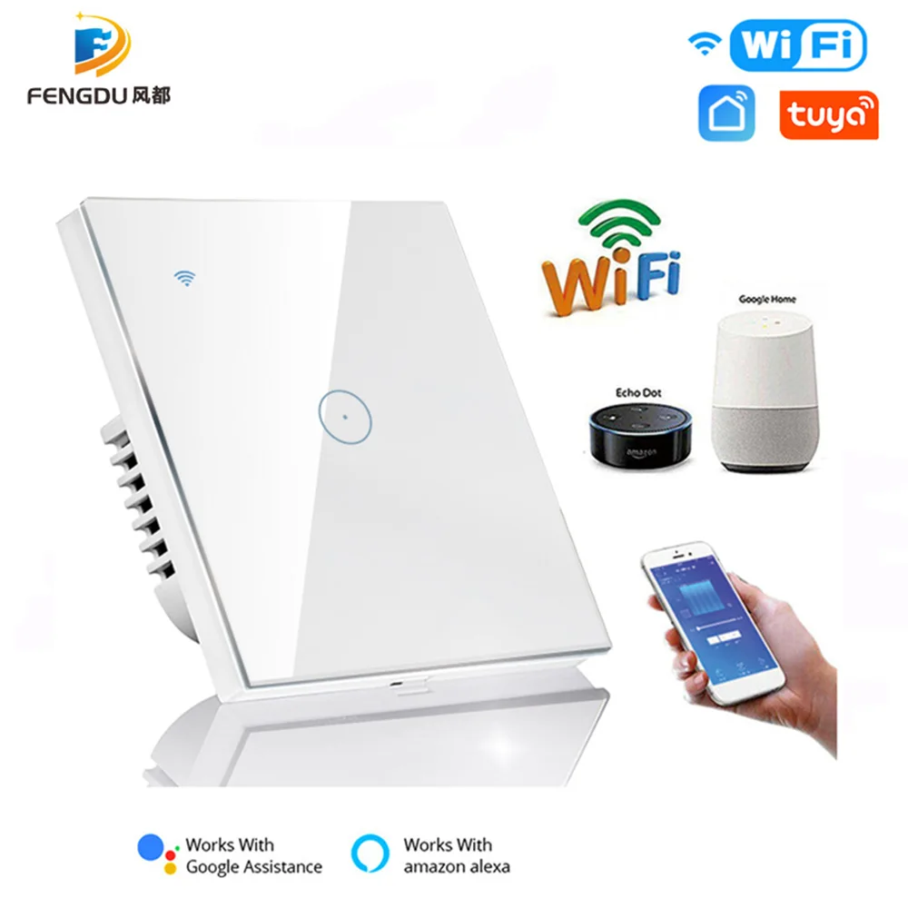 

1/2/3Gang 2200W Europe Smart Home Wall Switch for Tuya Alexa Remote Control Light with Smart Life App