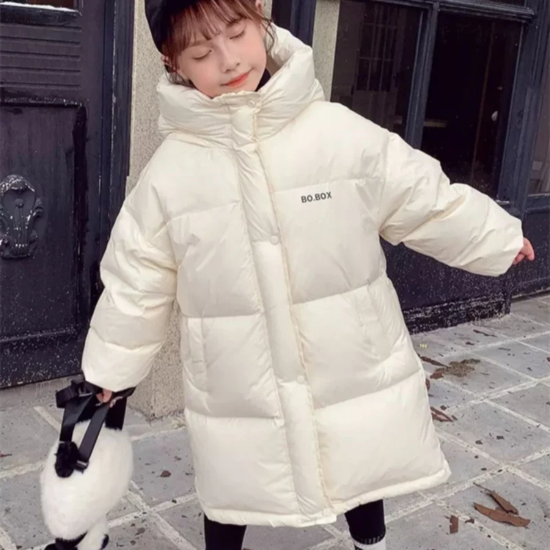 Girls Down Coat Overcoat Jacket Windbreak Outerwear 2024 Khaki Thicken Winter Warm High Quality Christmas Gift Children\'s Clothi