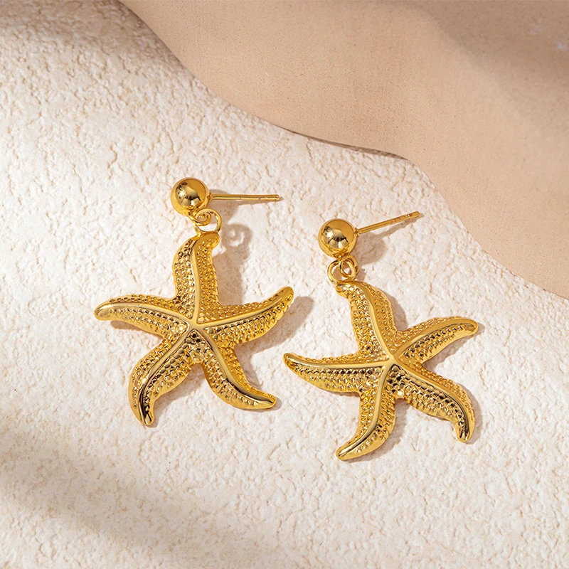 

ROXI | Statement Earrings for Women Stainless Steel Charms Starfish Gold Jewelry Vintage Style