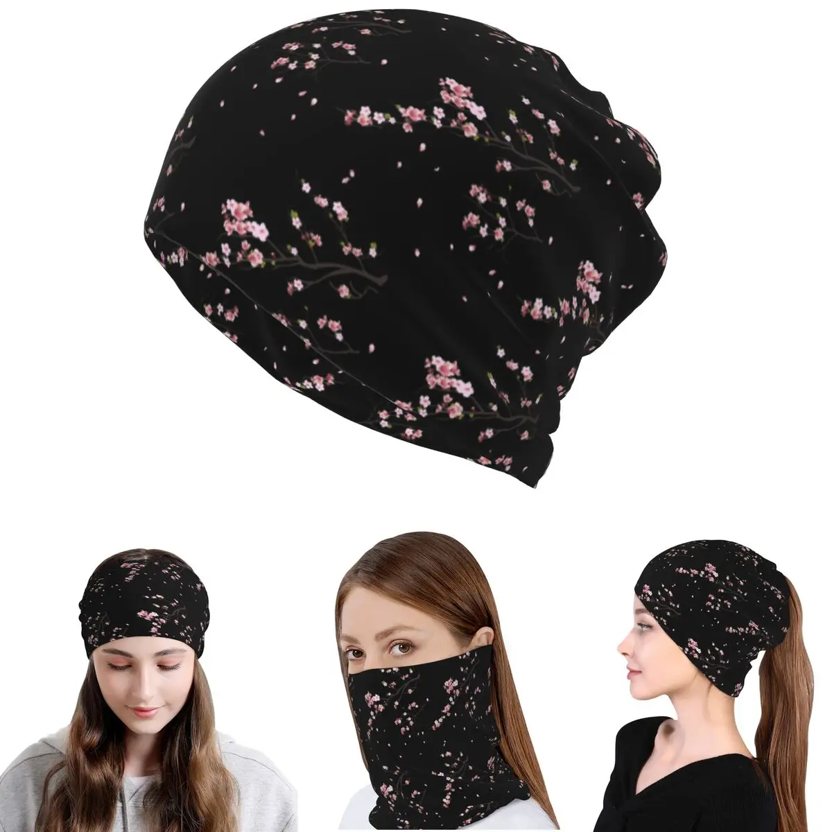 

Japanese Sakura Cherry Blossoms Bandana Neck Gaiter Mask Scarf Multi-use Balaclava Beanies Hat for Men Women Adult Washable