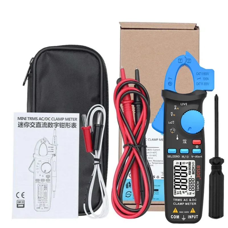True Rms Medidor de Braçadeira 1ma Alicate Amperímetro Profissional Reparação de Carro Voltímetro Multímetro Digital dc ac Corrente Temp Capacitor Tester