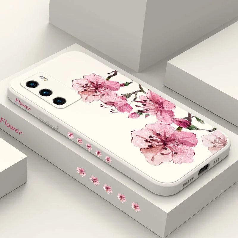 

Ink Peach Blossoms Phone Case For Huawei P40 P50 P30 P20 Pro Lite Nova 5t Y7A Mate 50 50E 40 30 20 Pro Lite Cover