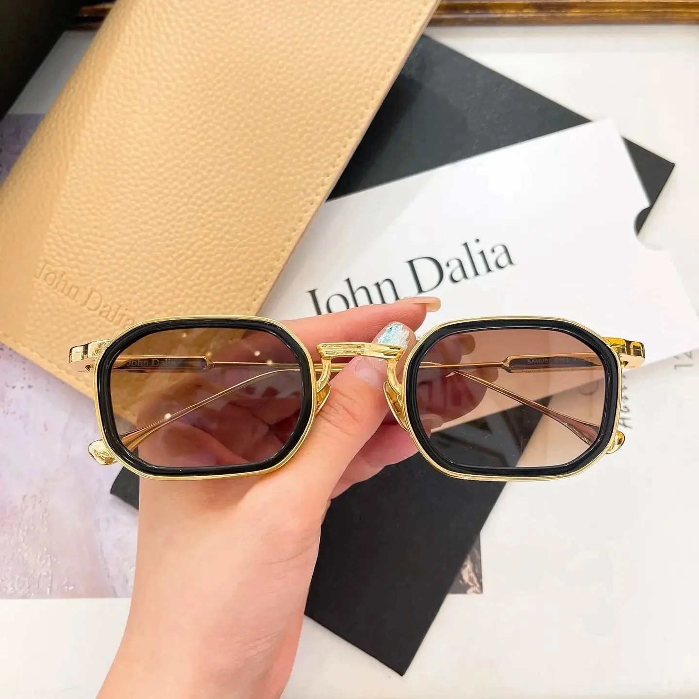 

Newest Brand Women Men Sunglasses High Quality Alloy+Acetate Fashion Classical Business For Unisex Eyeglasses JOHN DALIA SAMUEL