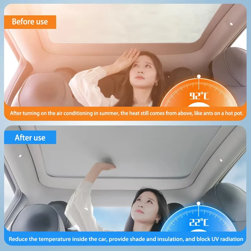 For Tesla Model Y Juniper 2025 New Retratable Sunshade Roof Shade Scroll Original Sun Visor Model Y 2021-2025 Pleated Sunscreen