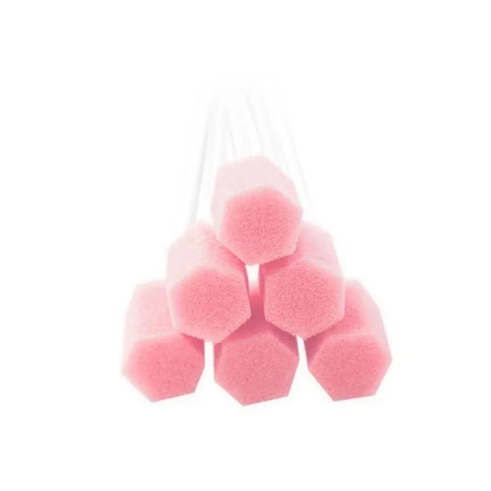 100PCS Plum Blossom Design Oral Care Sponge Swab Portable Sponge Head Disposable Sponge Stick Disinfectant Teeth Cleaning Sponge
