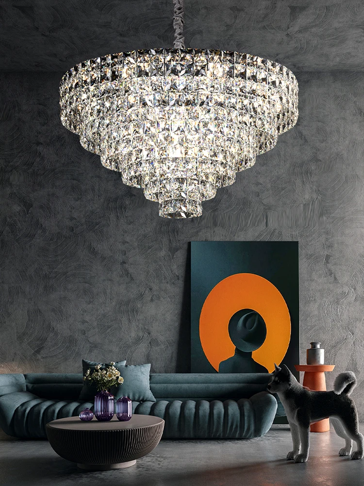 Post-modern Engraved Crystal Pendant Lights Luxury Big Hanging Lamp for Ceiling Home Foyer Suspension Luminaire Lampen Lustre