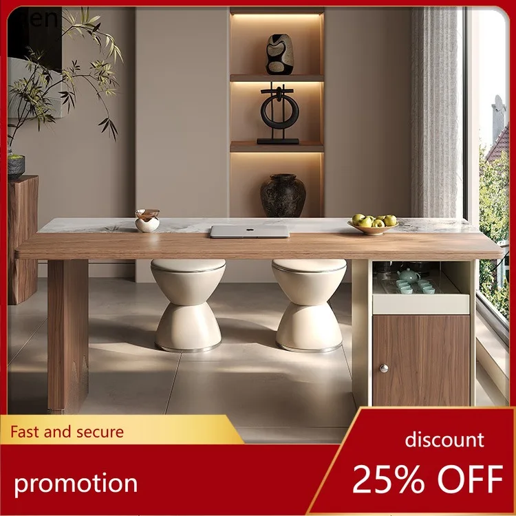 YFY Solid Wood Tea Table and  Set for Home Use, New Chinese Style Tea Drinking,  Living Room, Home Office, Rock Board Kung Fu