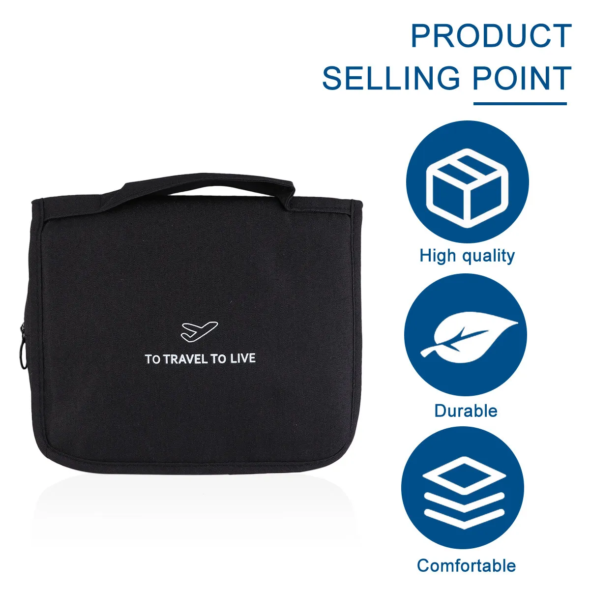 Women's Foldable Hanging Toiletry Bag – Lightweight Travel Wash Bag with Large Capacity for Makeup & Essentials