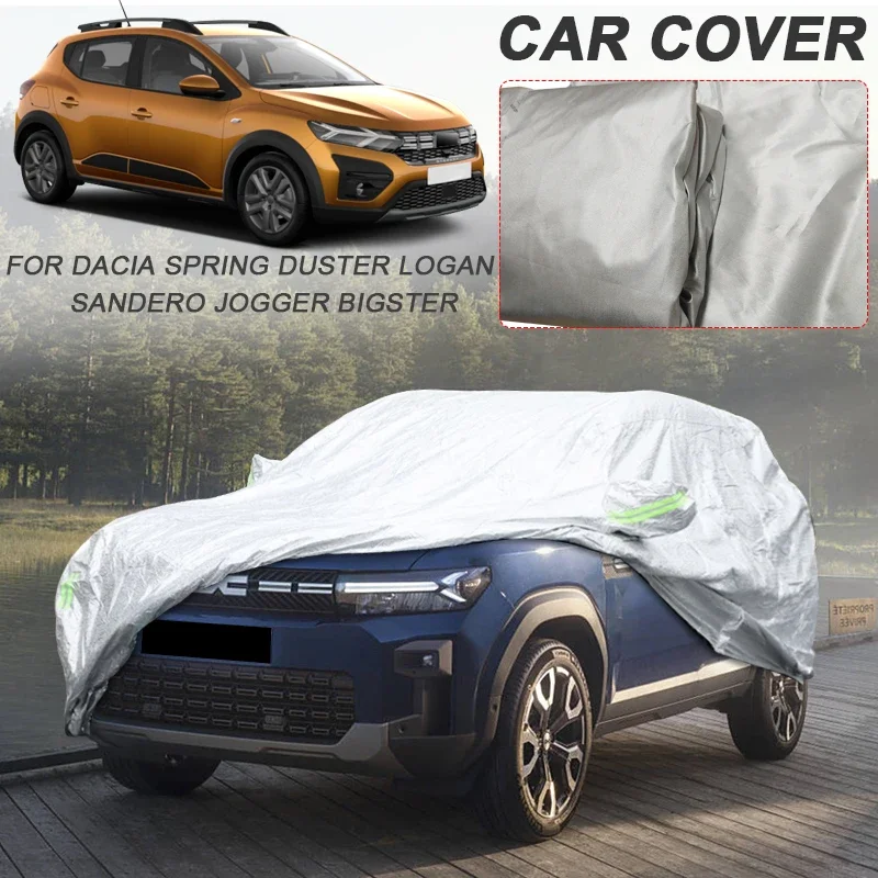 For DACIA BIGSTER DUSTER JOGGER LOGAN SANDERO SPRING 210T Polyester Waterproof Car Cover Sunshade Anti-UV Dust Auto Accessory