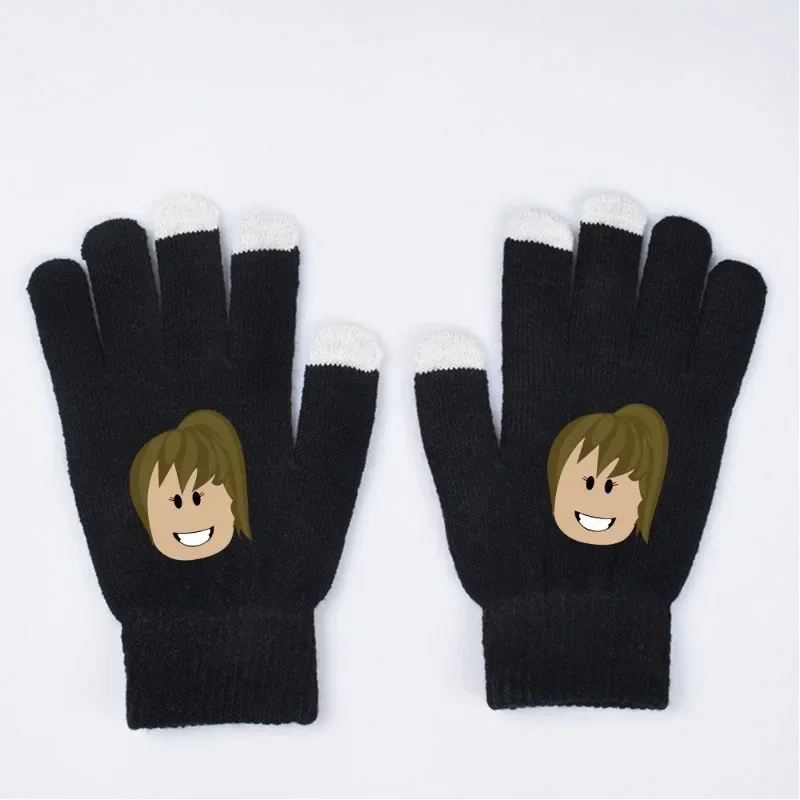 Roblox anime Game Virtual World Printed Knitted Touch Screen Gloves for Male and Female All Finger Winter Warm Gloves Gifts