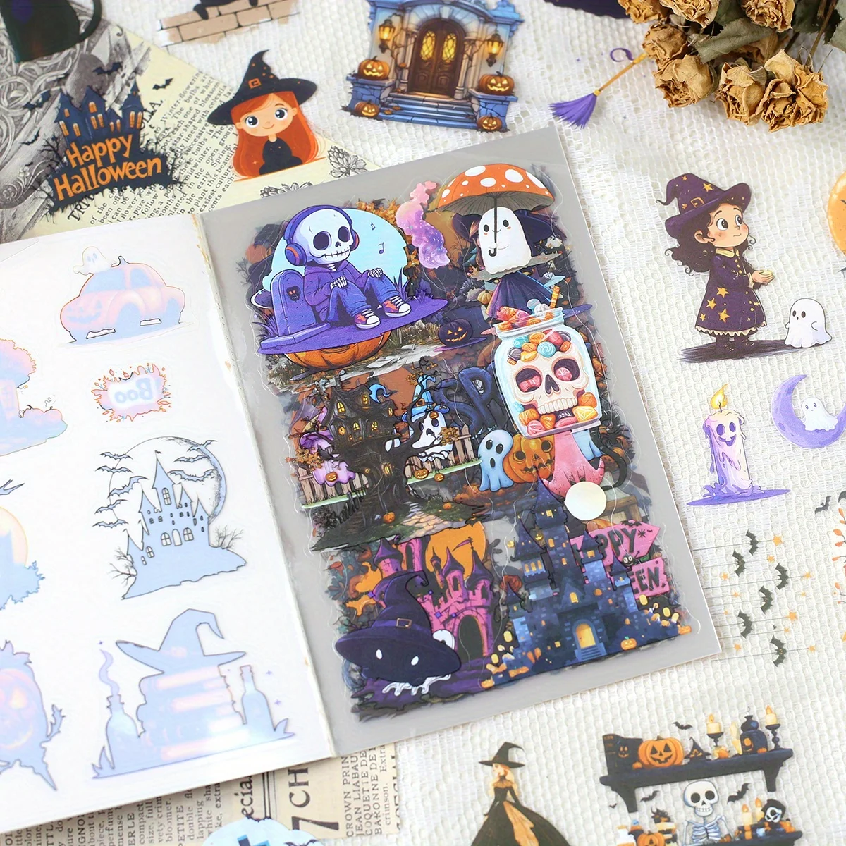 20 ورقة PET سجل القصاصات ملصقات كتاب سلسلة الهالوين لسكرابوكينغ غير المرغوب فيه مجلة الحرف الديكور مذكرات ملصقات الكولاج #5
