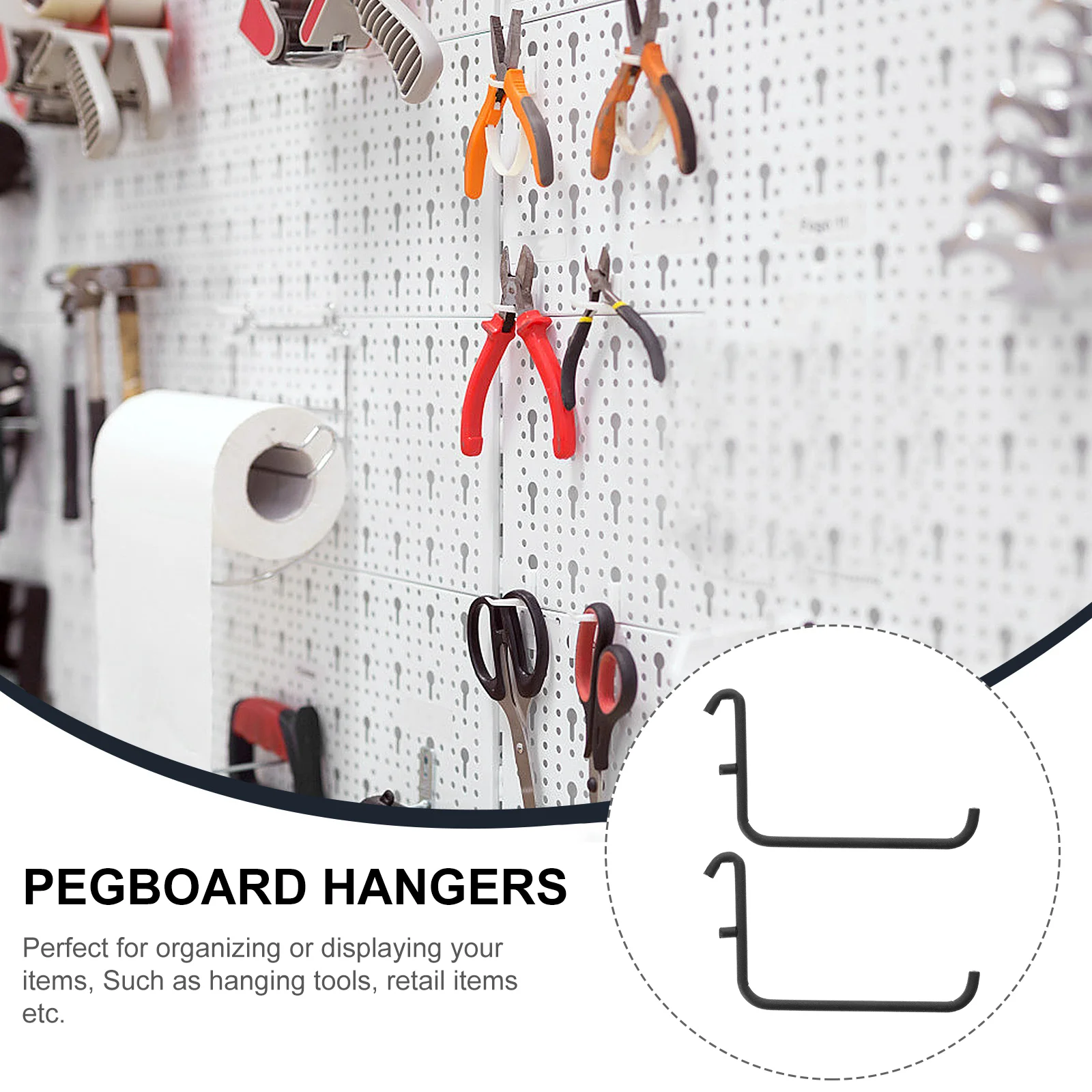 2 Pcs Perfboard Brackets Pegboard Hook Hanging Supermarket Shelf Commodity Shop Display Hangers Metal Pegs Heavy Duty Clothes