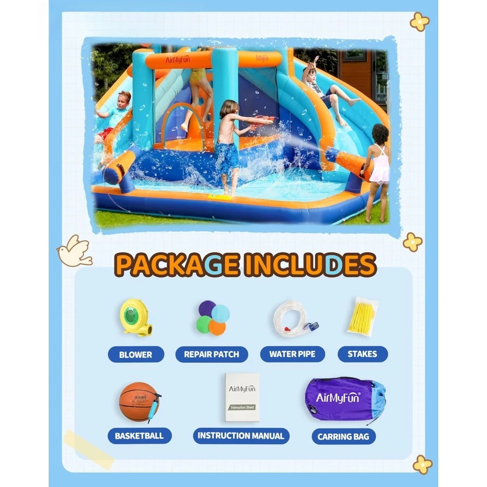 Large Water Slide Bounce House with Splash Pool and Basketball Hoop Inflatable Bouncy Castle for Kid Adult Outdoor Play - view 3