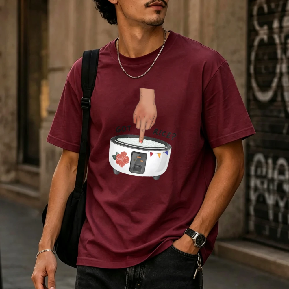 Funny Filipino Knuckle Measure Tee Got Rice Shirt Crew Neck Short Sleeve Relaxed Fit Cotton Top for Asian Foodie Breathable Tops