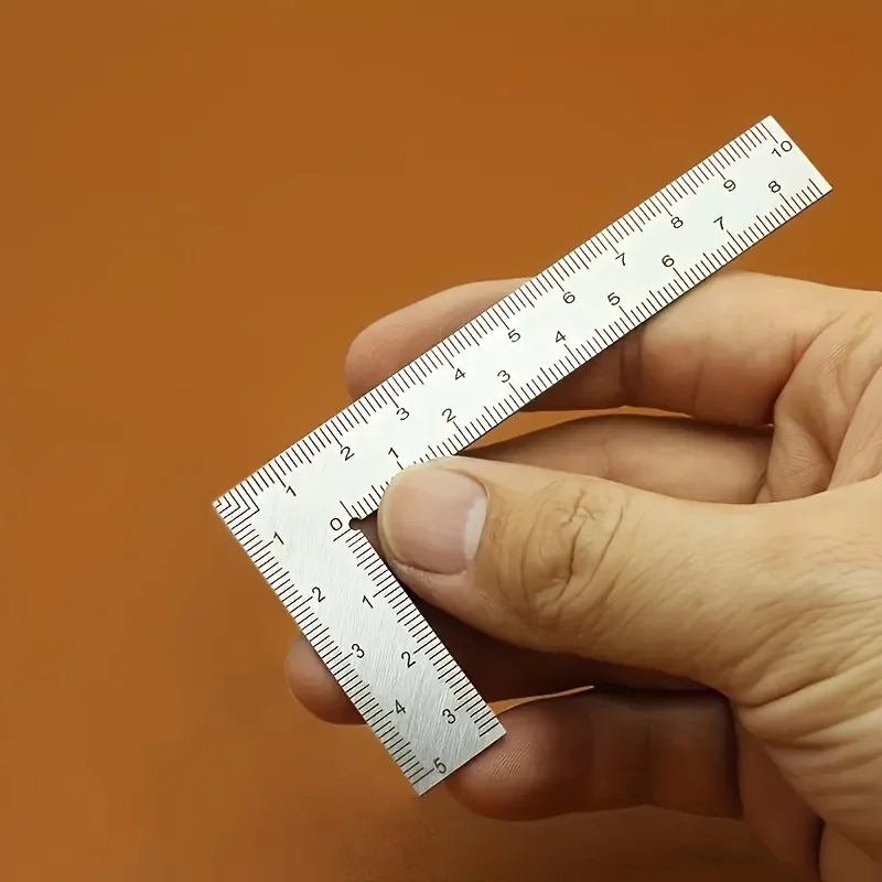 Mini stainless steel L-shaped double-sided precision scale - a high-precision measuring tool for leather design and metal materi