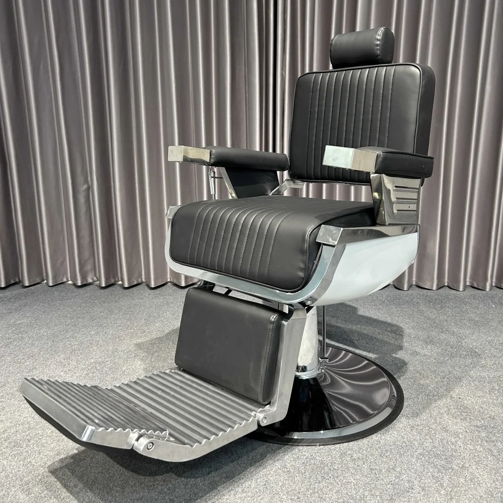 

High-End Modern Metal Hair Salon Cutting Chair for Men Retro Oil-Head Barber Shop Chair with Special Tilting Shaving Feature