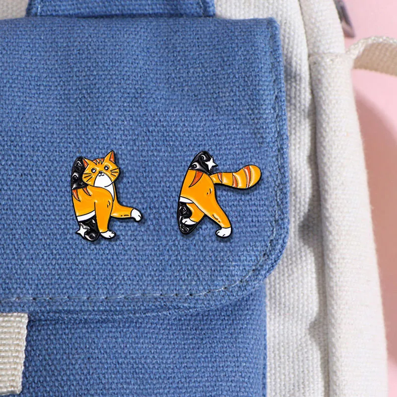 Funny Cartoon Space Shuttle Cat Enamel Brooch Cute Kitty Animal Lapel Badge Pins Jewelry New Year Gifts For Women Girls image 5