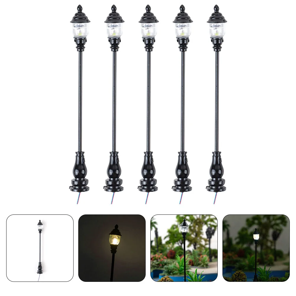 5 Pcs Model Garden Light Lamp Miniature Outdoor Ornaments Small Decor Street Room for Bedroom Dolly Park