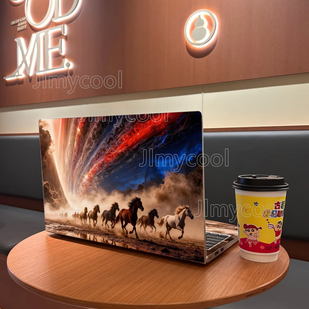 Cosmic Sky Running Herd Of Horses Laptop Skin Sticker Scratch Resistant Bubble Free Vinyl Decal Notebook Cover Decor Accessory
