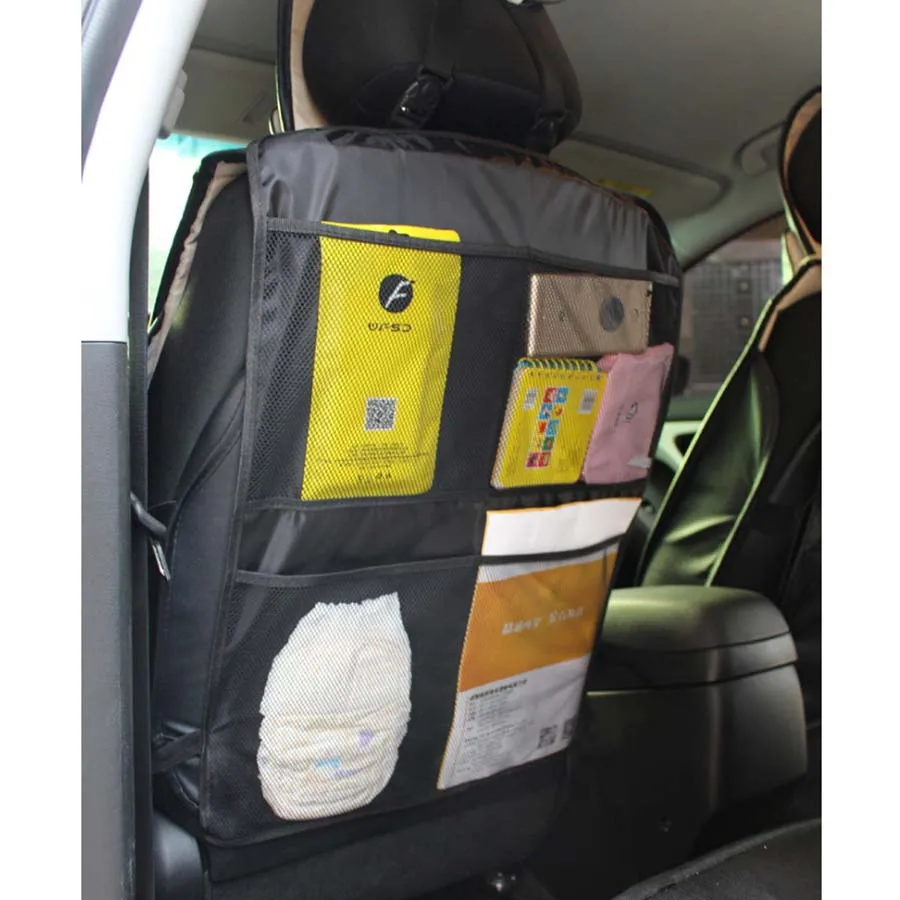 High Capacity Car Seat Back Storage Bag Organizer Baby Safety Seat Pad Protector Cover Mat Anti Children Kick Dirty Accessories