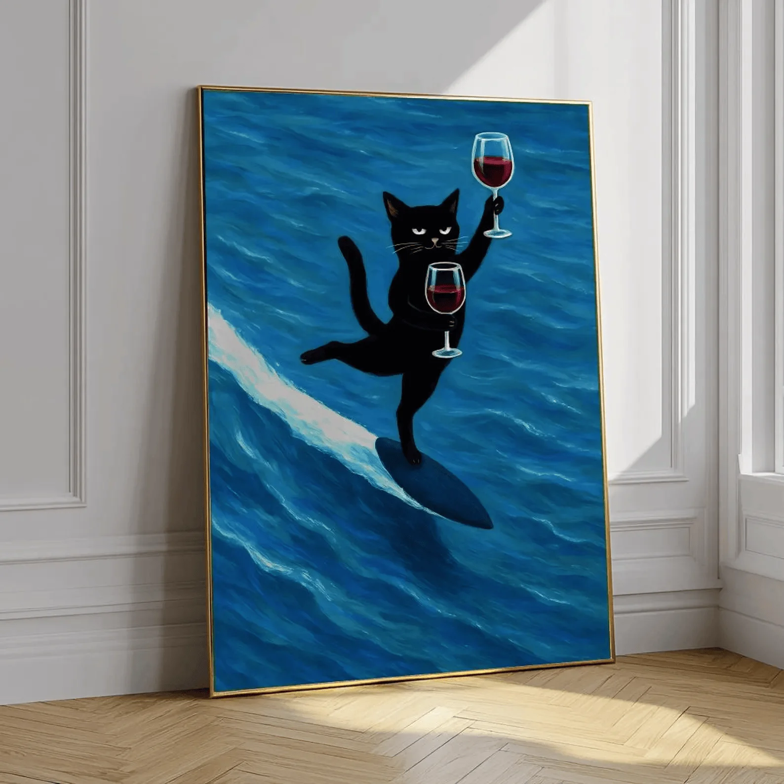 Barwagen-Dekor, Katzen-Digitaldruck-Poster, Wein-Druck, Retro-Küchendekor, Mid-Century-Modern-Dekor, trendige Wandkunst, Cheers-Druck