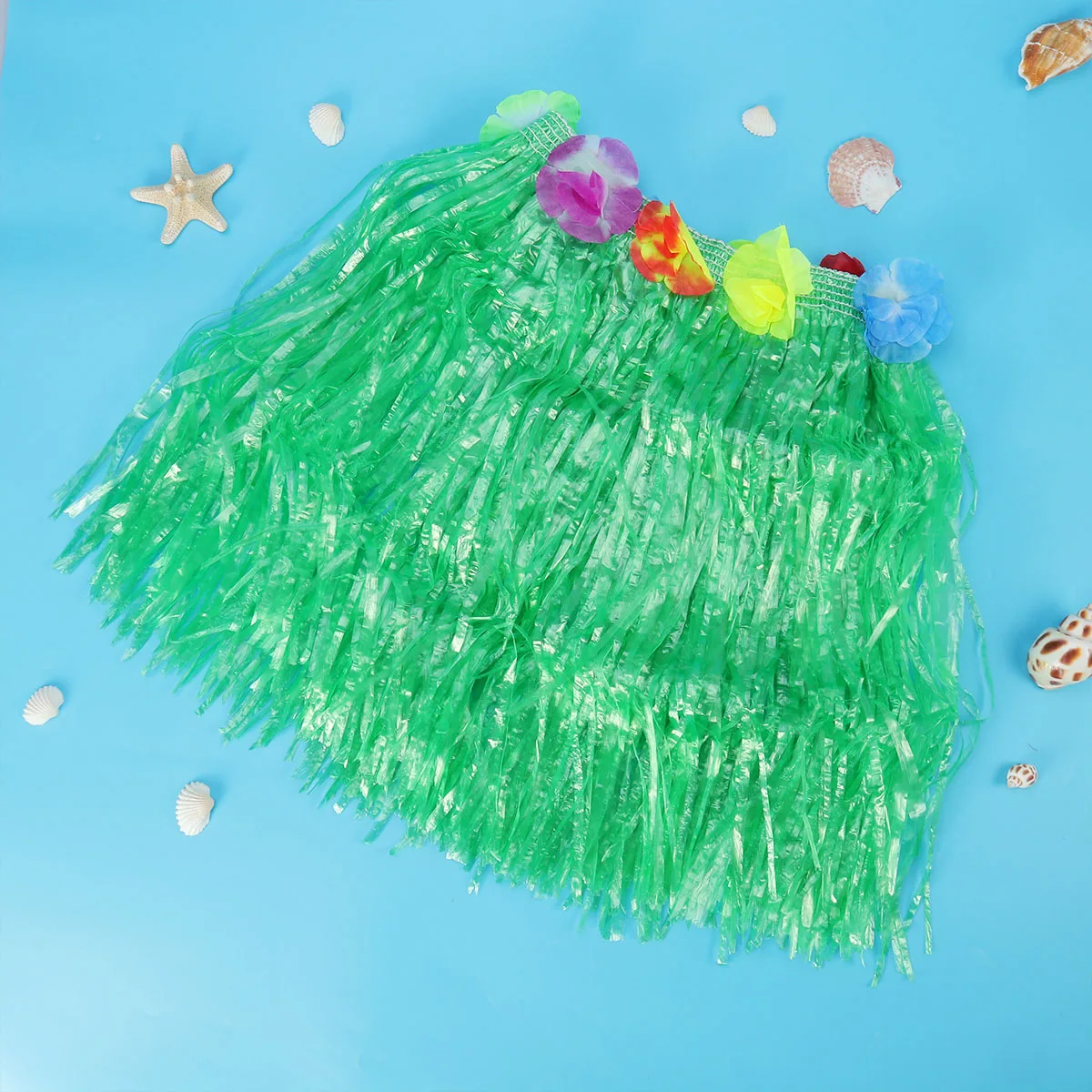 

Hawaii 5in1 Costume 40cm Grass Skirt Bras Flower Accessories Bracelets Headband Necklace Luau Girls Dance Tropical Costumes