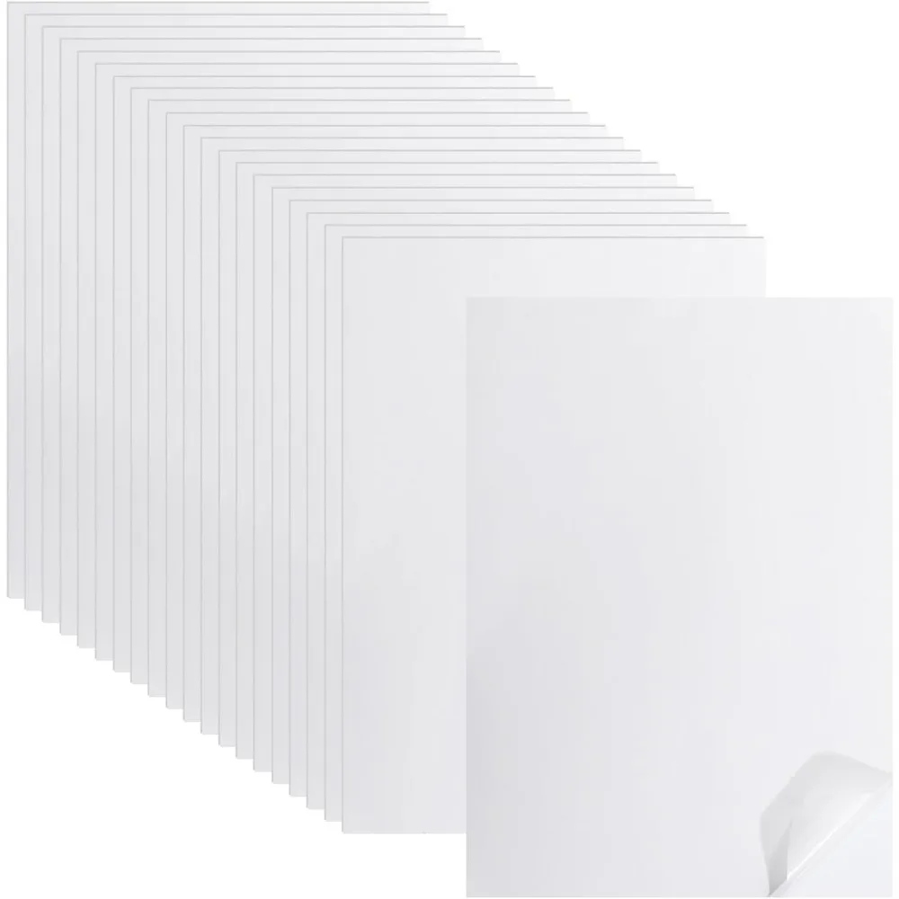 20PCS A4 Printable Vellum Paper Adhesive Acetate Paper Translucent Self-Adhesive Paper Handbook Stickers for Laser Printer Diary
