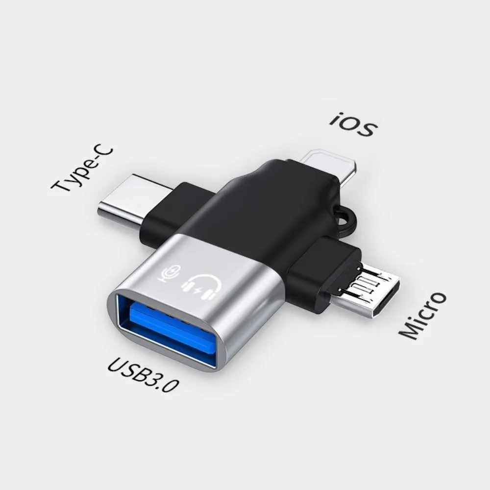 محول OTG 3 في 1 عالمي محمول 3 في 1 محول تشغيل التوصيل شحن سريع نقل البيانات محول من النوع c