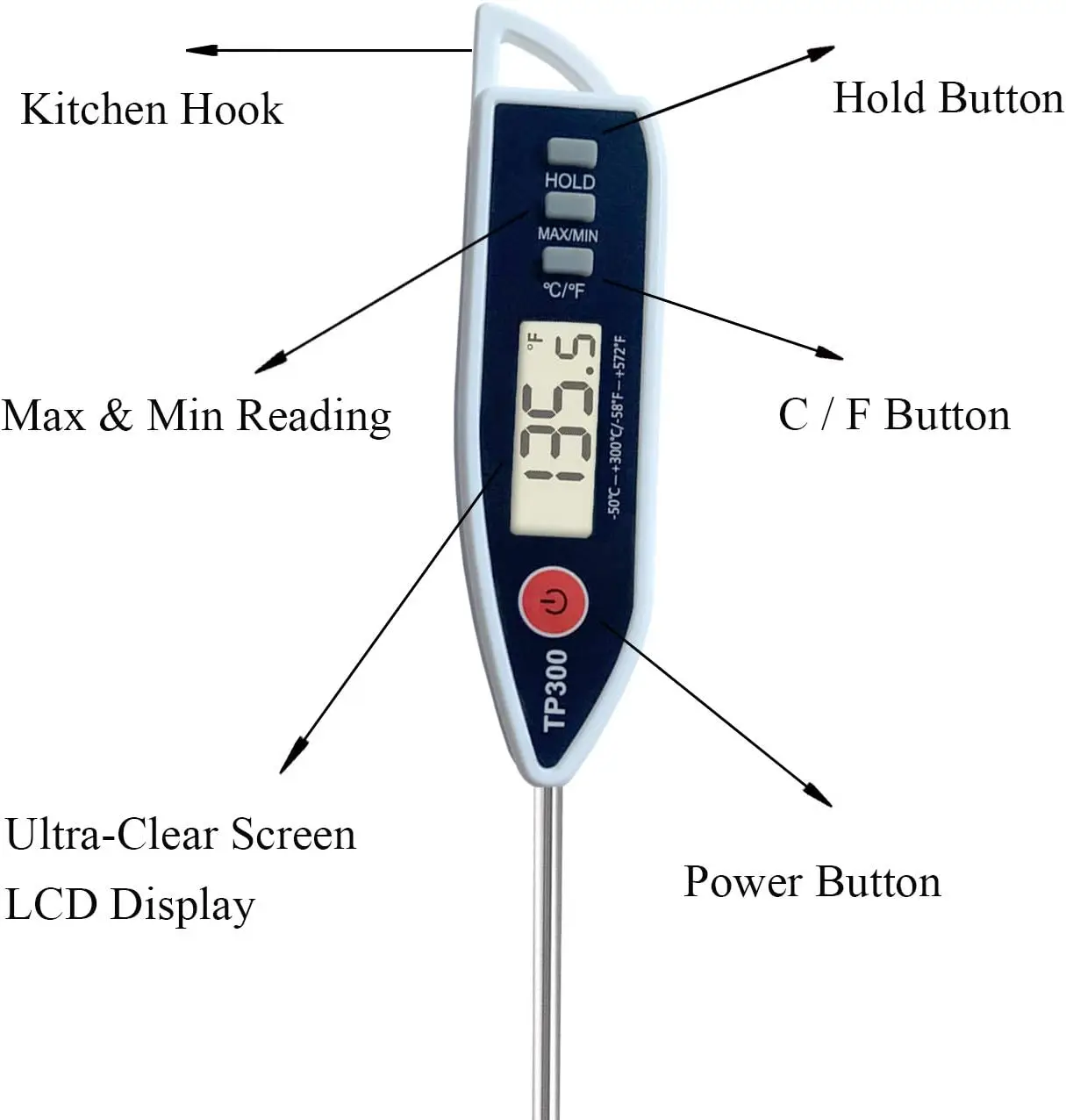Digital Meat Thermometer Instant Read for Cooking BBQ Baking Kitchen Probe Temperature