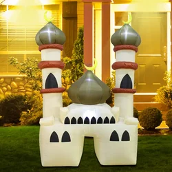 6FT Muslim Holiday Inflatables Outdoor Decorations LED Islamic Moon Wishing Kareem Inflatable Ramadan Eid Mubarak Mosque Decor