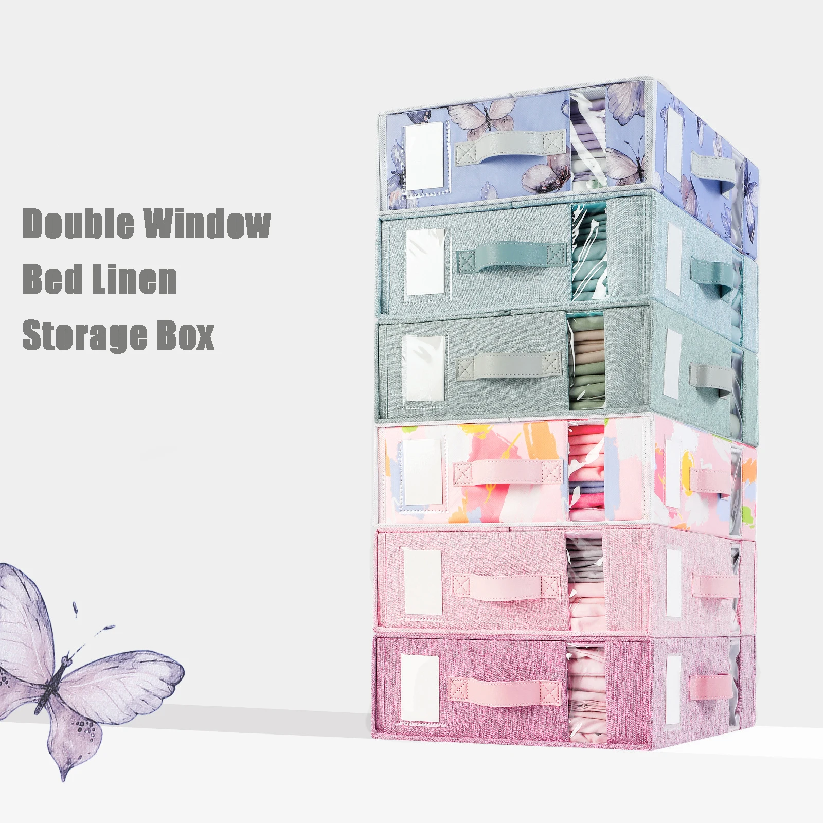 Foldable Storage Box Colour Double Window Sheet Organizer Household Clothes Bed Linen Organisers Storage Boxes Wardrobe Divider