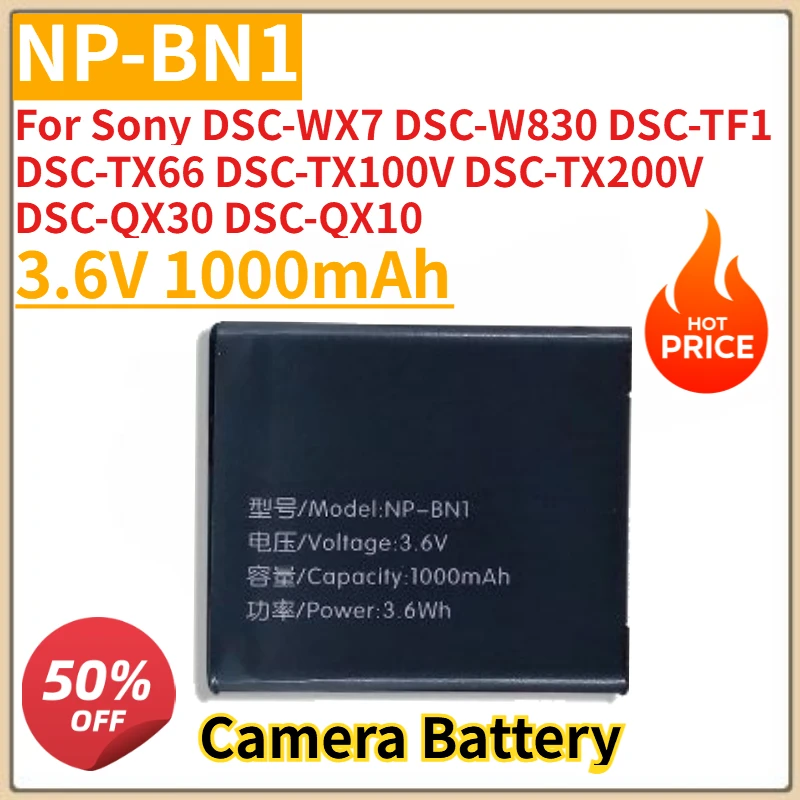 

New NP-BN1 Camera Battery 3.6V 1000mAh For Sony DSC-WX7 DSC-W830 DSC-TF1 DSC-TX66 DSC-TX100V DSC-TX200V DSC-QX30 DSC-QX10